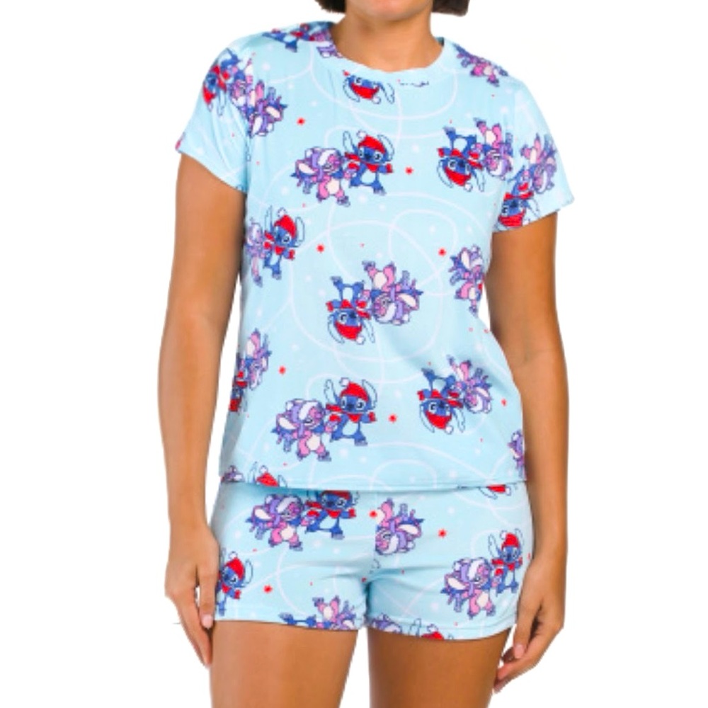 Disney Stitch and Angel Holiday Pajamas Shorts Set